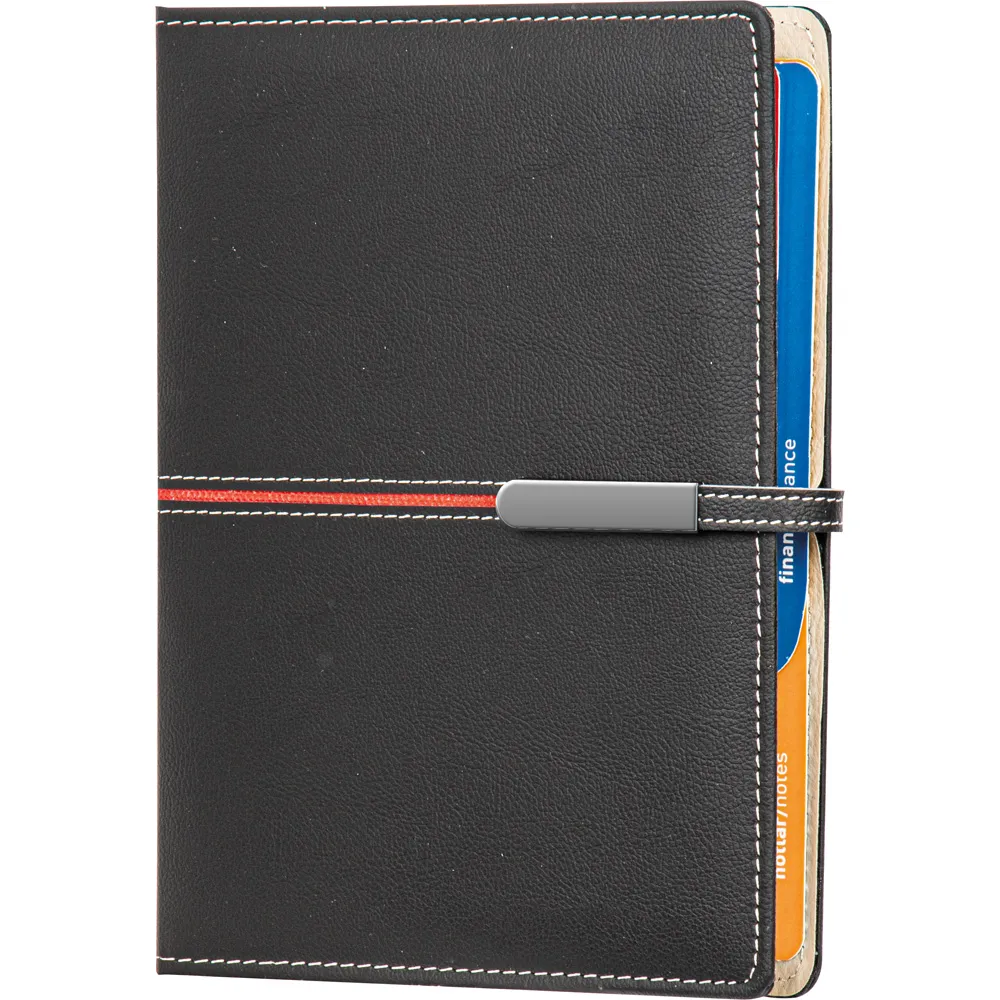 Hesap Makineli Metal Tokalı Termo Deri Organizer Ajanda -03636, Siyah, 18 x 23 cm