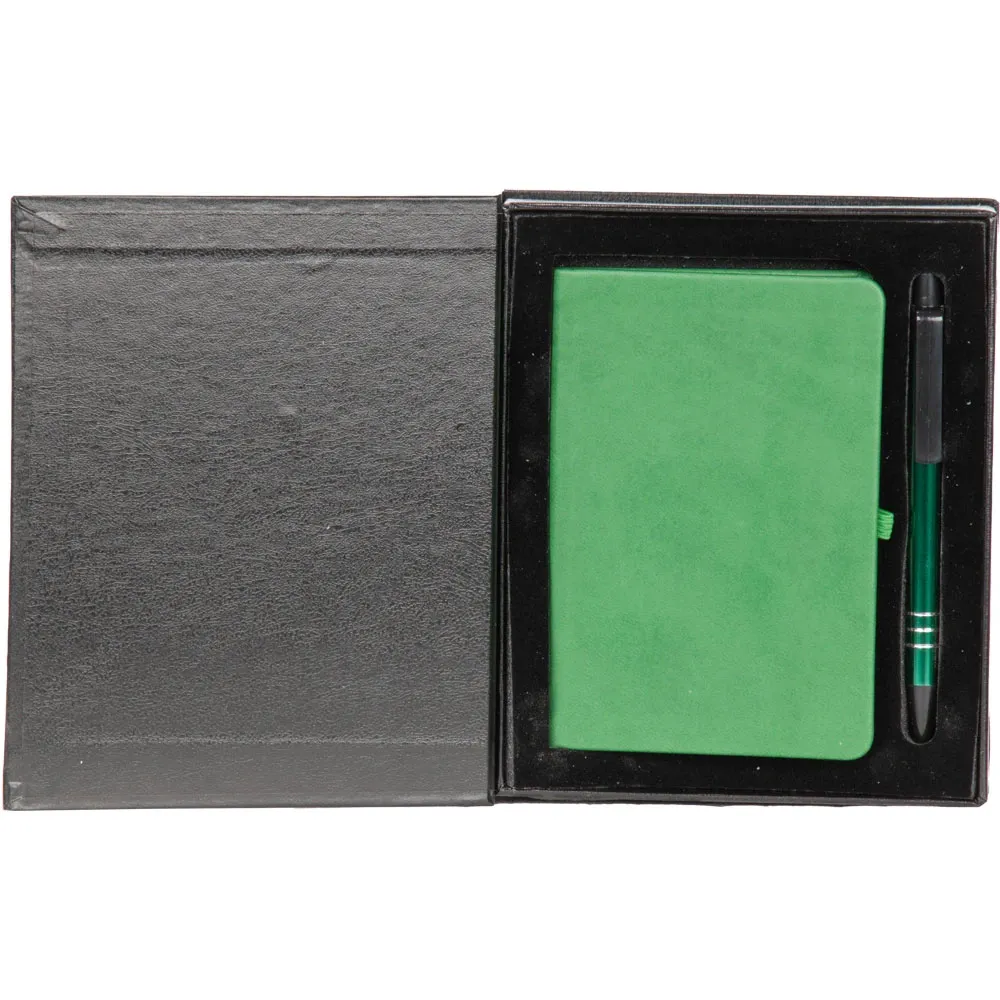 Deri Kutulu Defter ve Kalem Hediyelik Set -03734, Yeşil