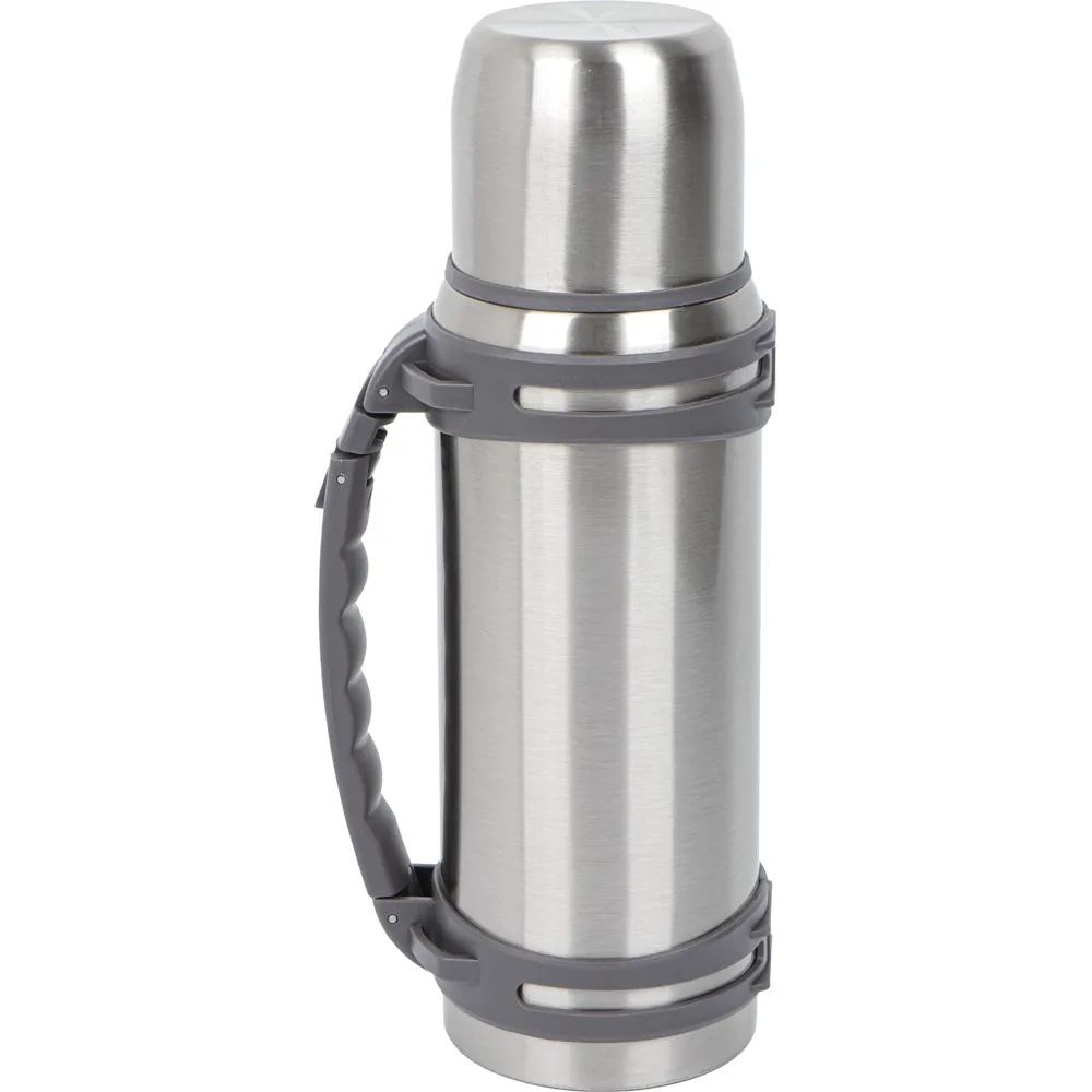 Kilitli Kapaklı Kulplu Çelik Termos -03103 Gümüş 1300 ml