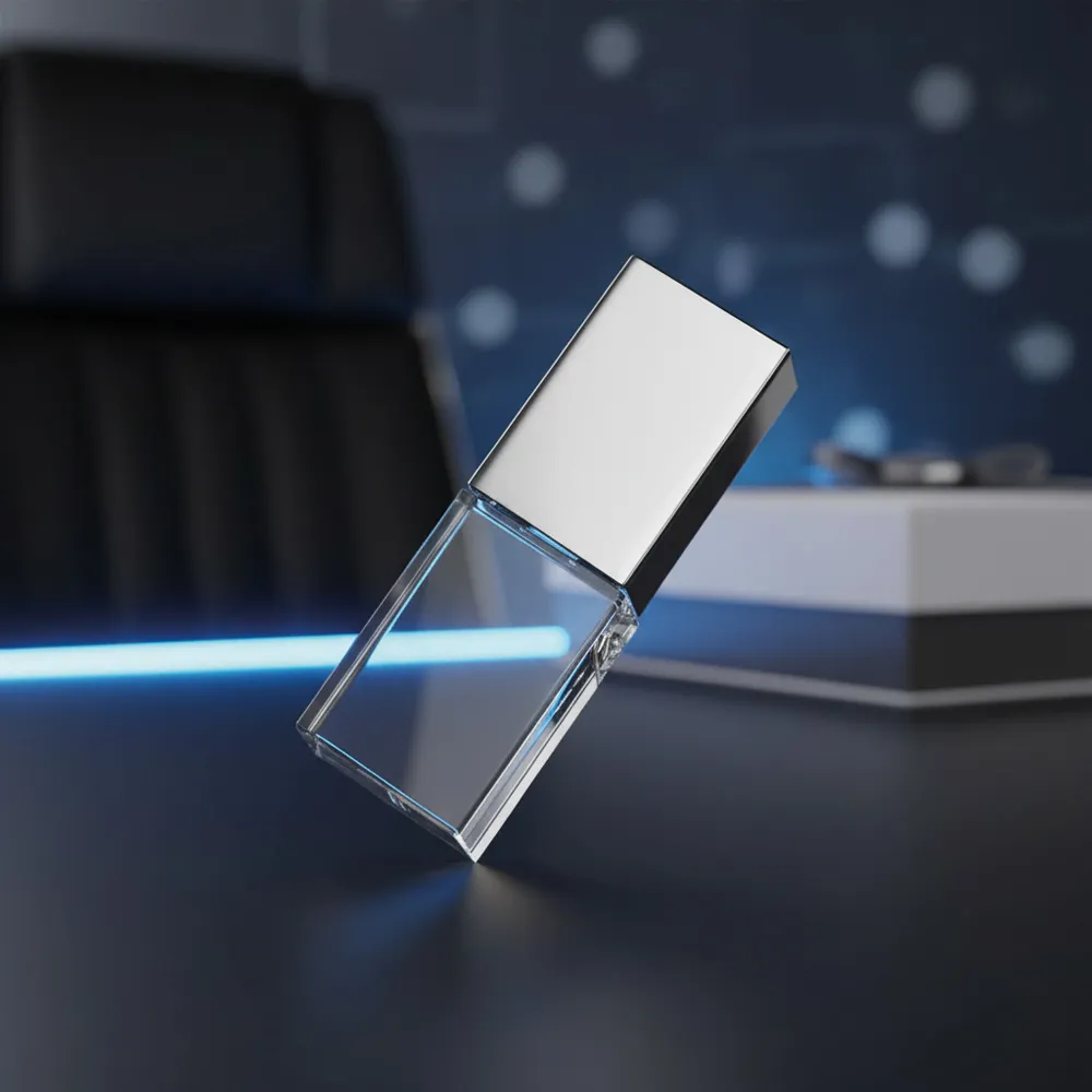 Kristal Gövdeli 16 GB USB Bellek ve Metal Kutu Sunumu -03165