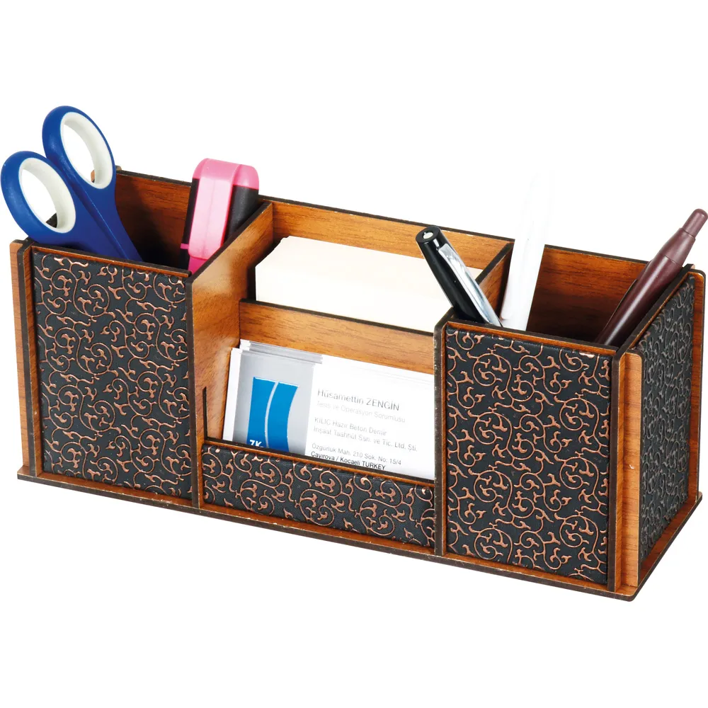 Ahşap Masa Üstü Düzenleyici Organizer -03182, 7,5 x 9 x 23,4 cm Masa Düzeni