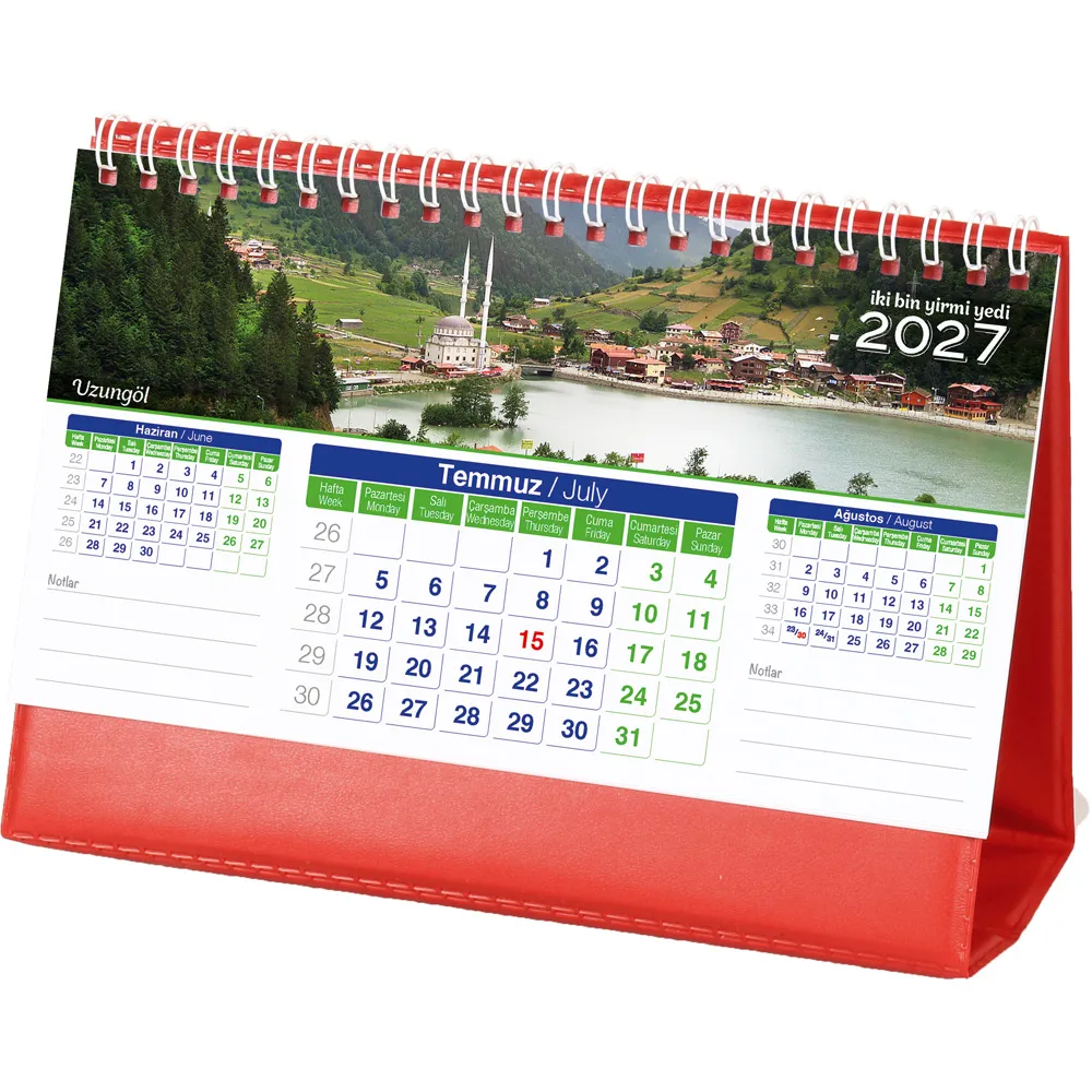 Biala Kırmızı Manzara Masa Takvimi -03184 Kuşe Yaprak Detayı