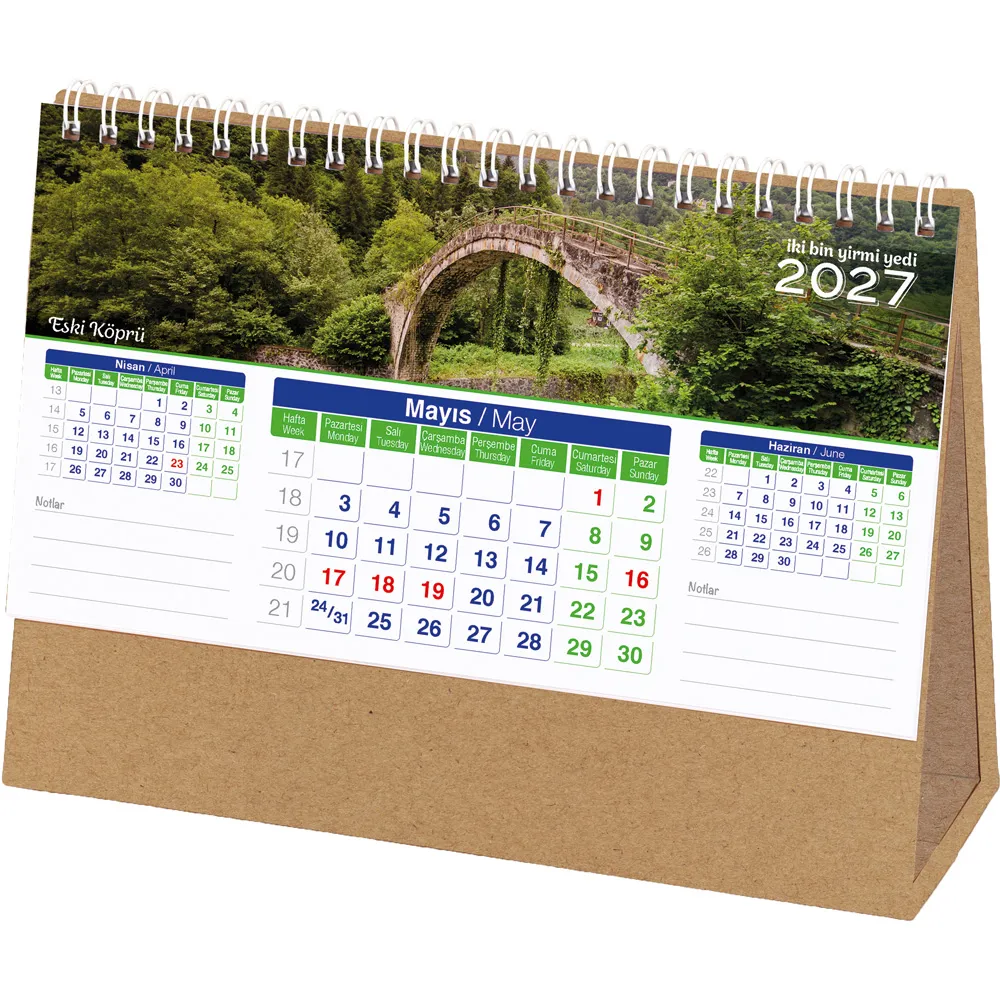 Taslama Kraft Manzara Masa Takvimi -03186 Kuşe Takvim Sayfaları