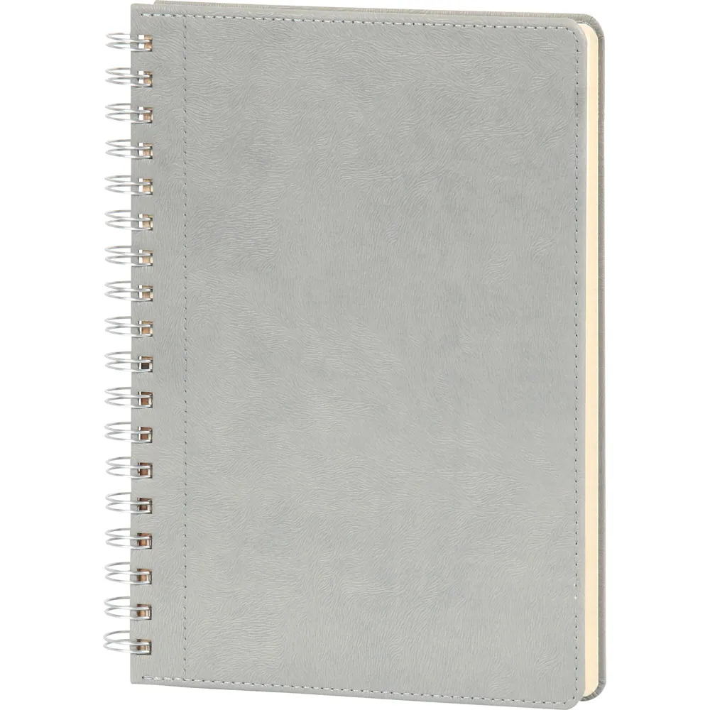Termo Deri Kareli Spiralli Tarihsiz Defter 20x28 cm -03341, Gri Genel Görünüm