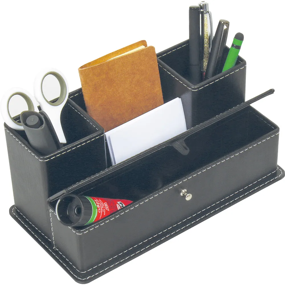 Deri Masa Üstü Organizer Açılı Görünüm 10 x 12 x 22,5 cm -03380