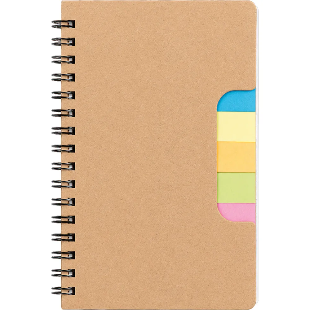 Spiralli Kraft Kapak Yapışkanlı Notluk -03502, 9,5 x 15 cm Doğa Dostu Kraft Kapak Detayı