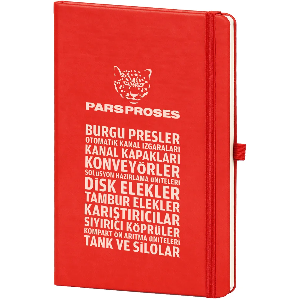 Termo Deri Kalem Tutuculu Çizgili Tarihsiz Defter 13x21 cm -03527, Kırmızı Ürün Görünümü