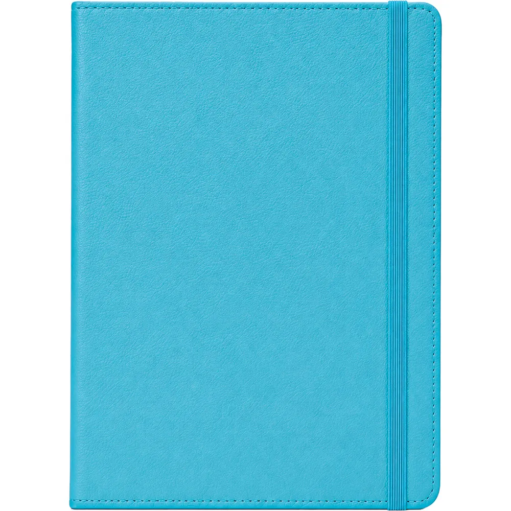 Termo Deri Lastikli Tarihsiz Defter -03530, Turkuaz Mavi İç Sayfa ve Çizgili Detay