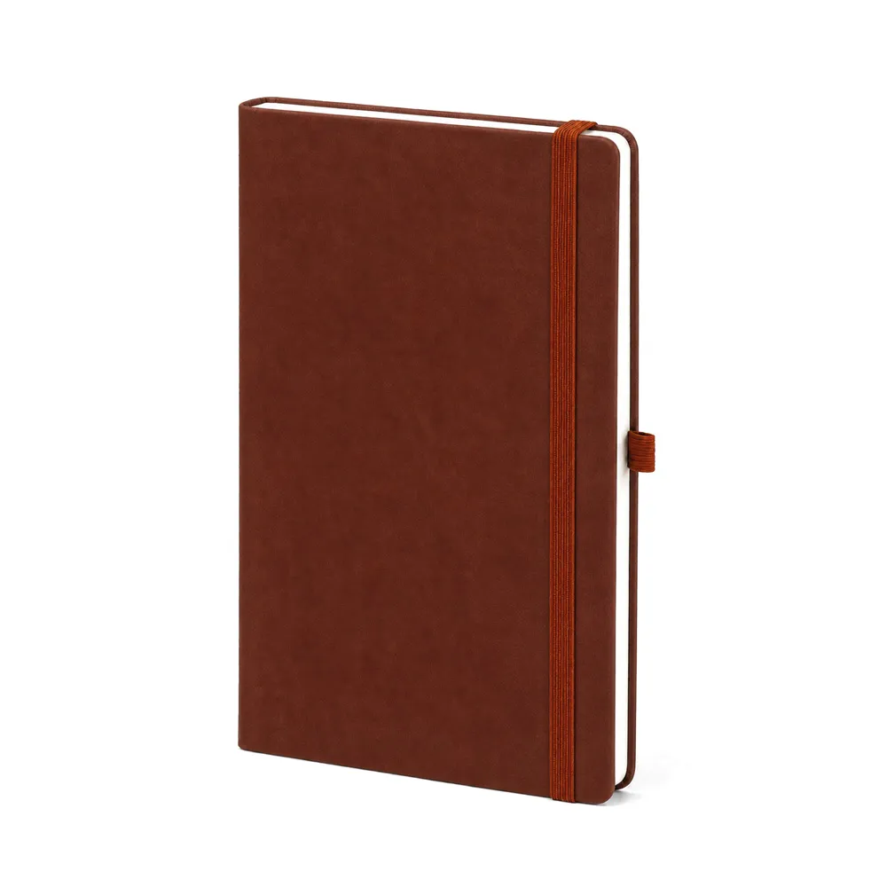 Termo Deri Çizgili Tarihsiz Defter Kahve Kalem Tutucu ve Lastikli Detay -03534