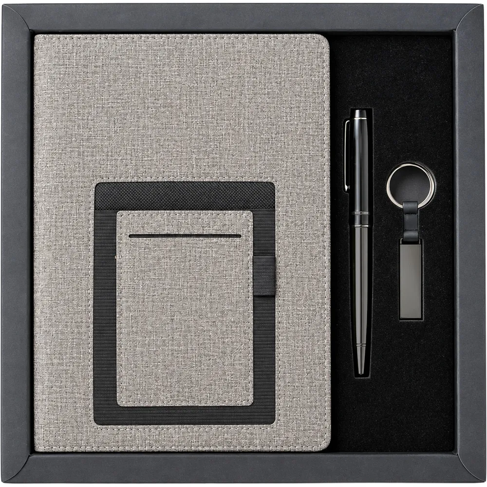 Roller Kalem 16 GB USB Bellek ve Defter Hediyelik Set -03651, Füme Karton Kutulu