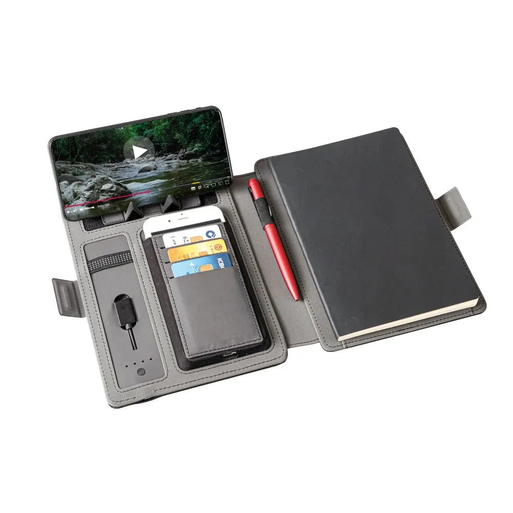 Wireless Şarjlı Deri Organizer Powerbank 6500 mAh -03688 Kablosuz Şarj Alanı