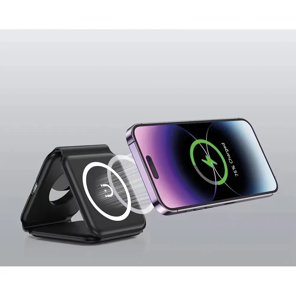 15W Hızlı Şarj 3lü Wireless Şarj İstasyonu -03691, Siyah Masaüstü Kullanımı