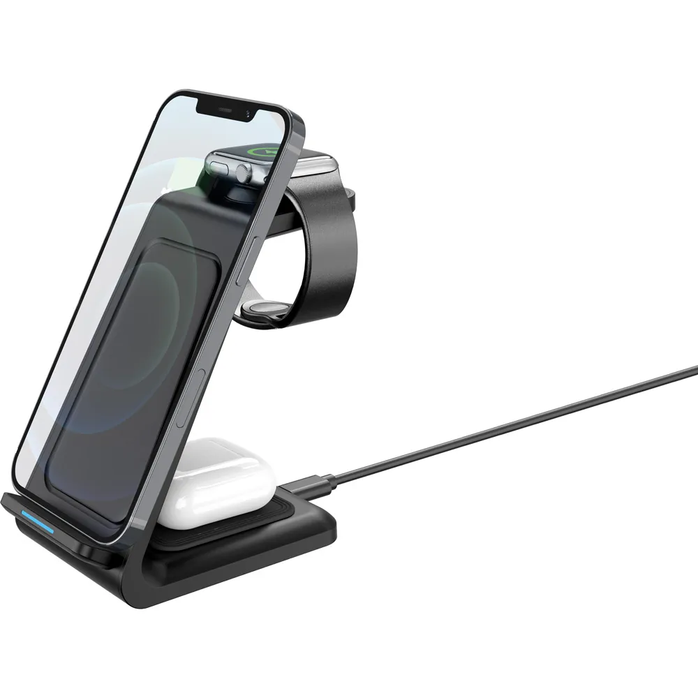 15W Işıklı Wireless 3lü Şarj İstasyonu -03694 Işıklı Markalama Alanı