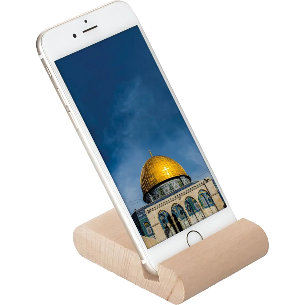 Doğal Ahşap Masaüstü Telefon Standı -03751, Ahşap Doku ve Yuva Detayı