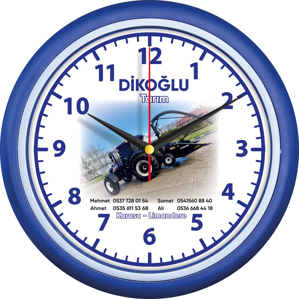 Akar Saniyeli Mineral Cam Plastik Duvar Saati 28 cm -03840 Kadran Detayı