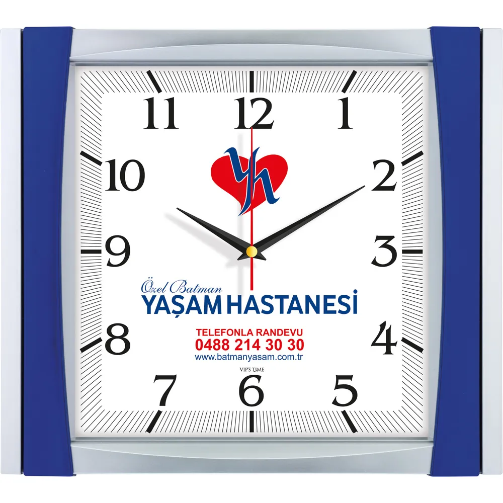 Akar Saniyeli Mineral Cam Plastik Duvar Saati -03845 Kadran Detayı, 32,5 x 36,5 cm