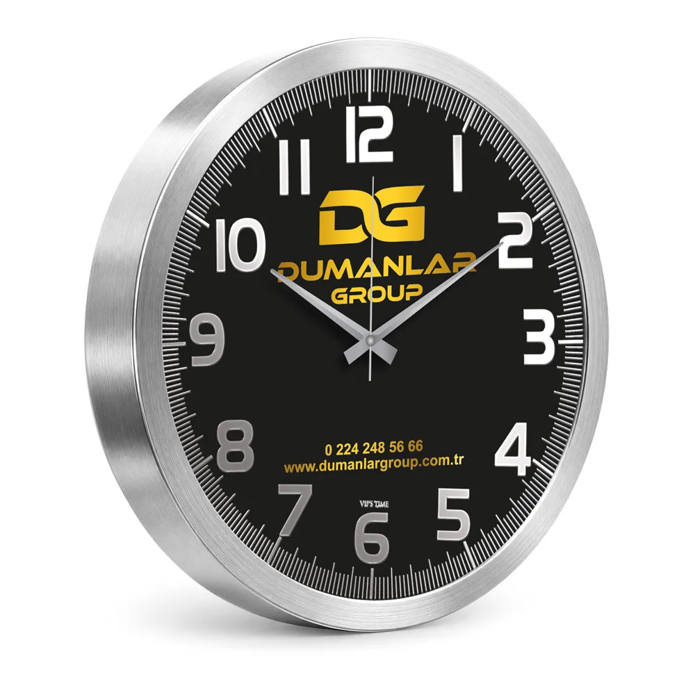 Akar Saniyeli Alüminyum Metal Çerçeve Duvar Saati 40 cm -04021