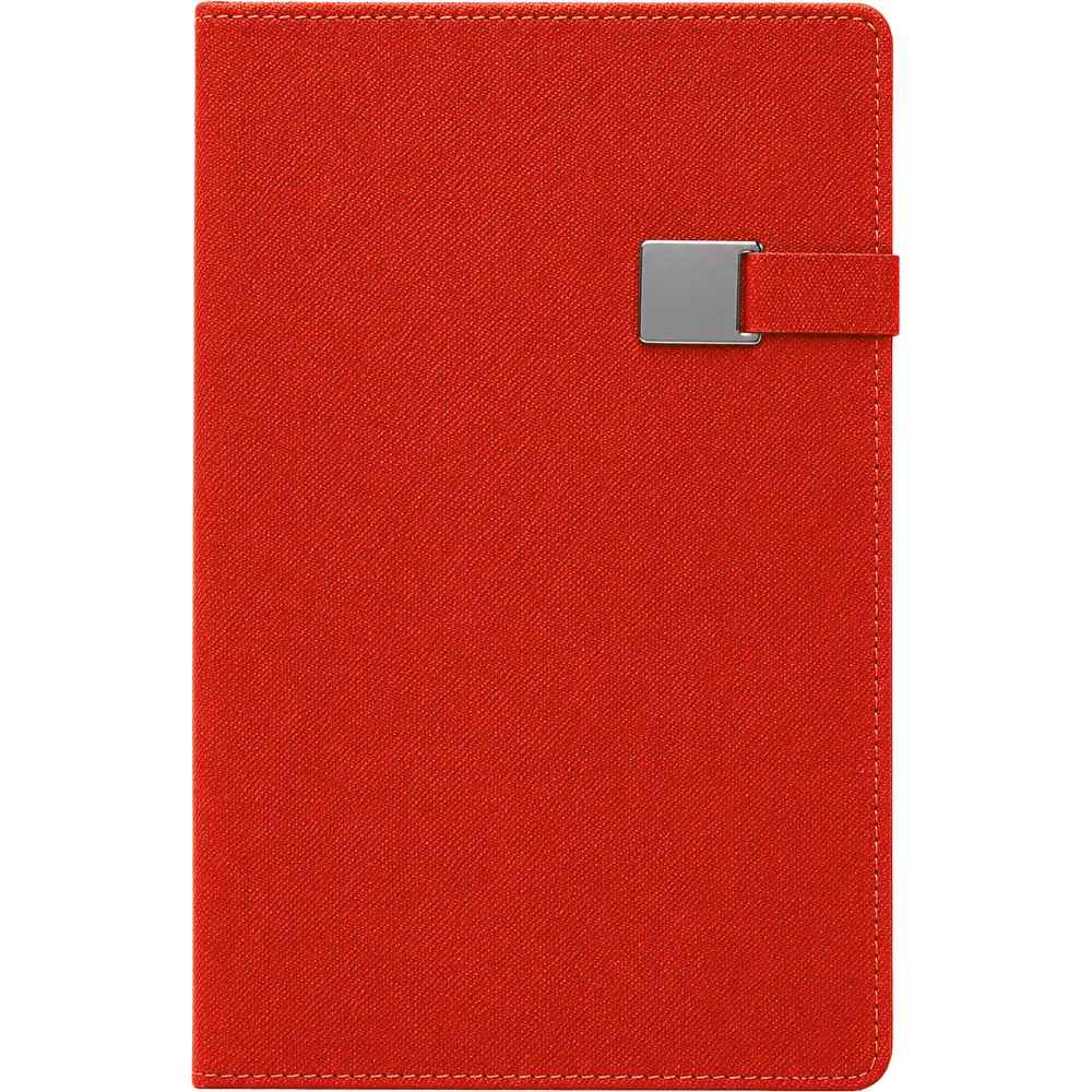 Termo Deri Metal Tokalı Tarihsiz Çizgili Defter 13x21 cm -04063, Kırmızı Kapak Görünümü