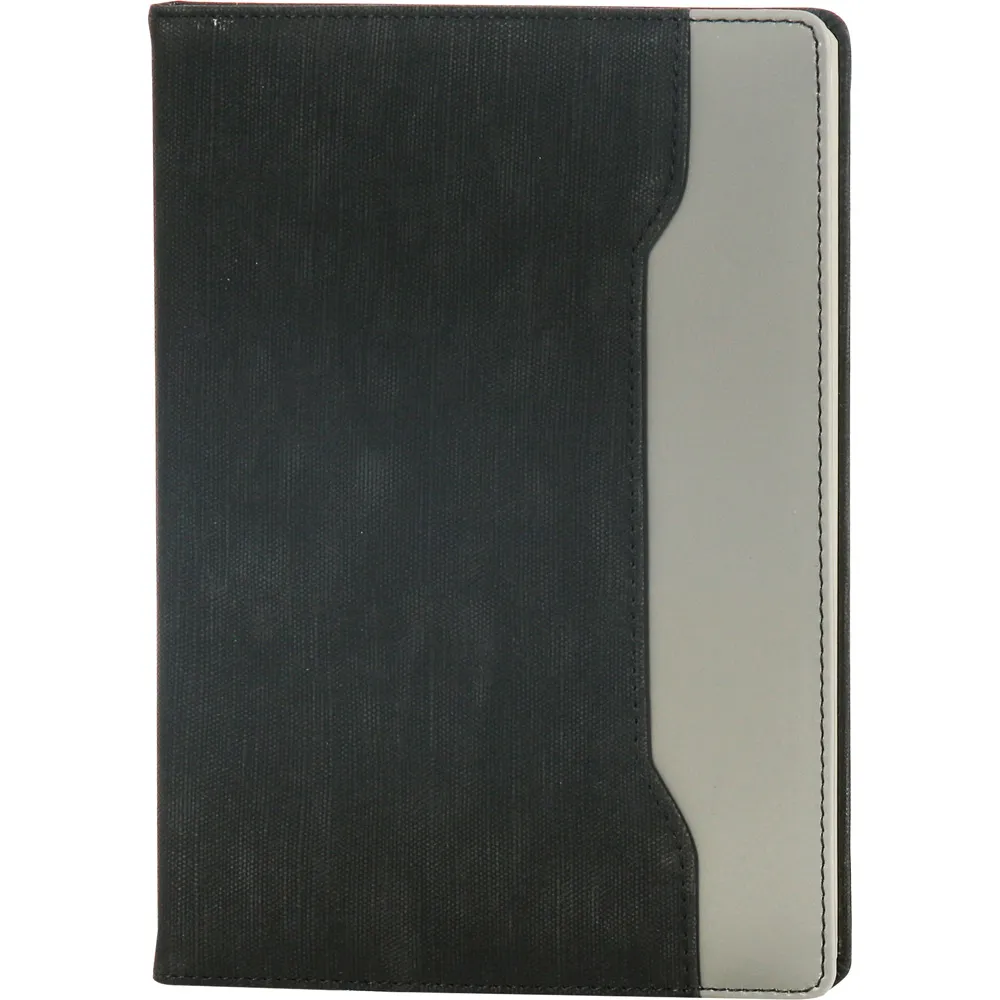 Termo Deri Ön Cepli Çizgili Tarihsiz Defter -04068, Siyah Perspektif Görünüm