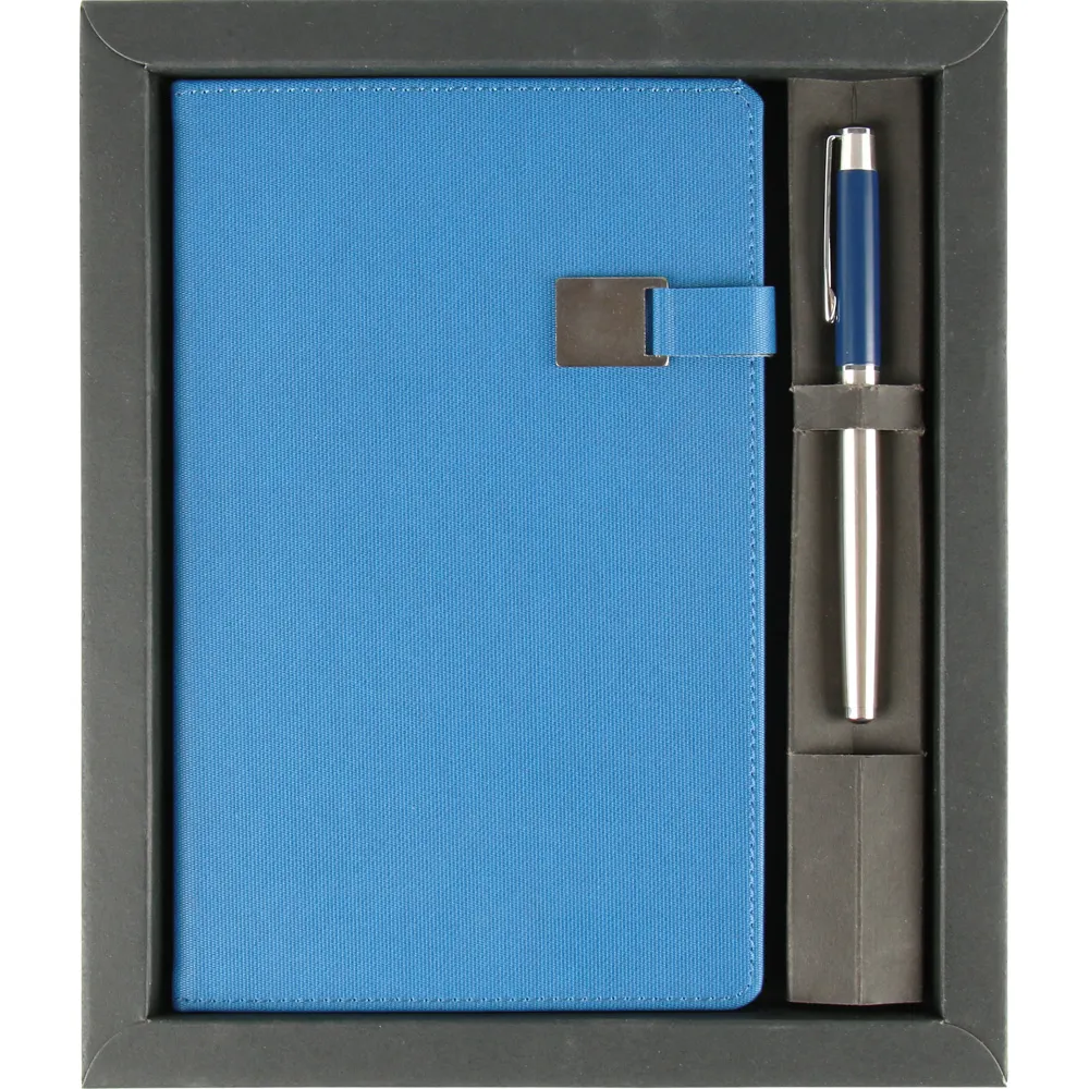 Termo Deri Defter ve Roller Kalem Hediyelik Set -03338, Lacivert