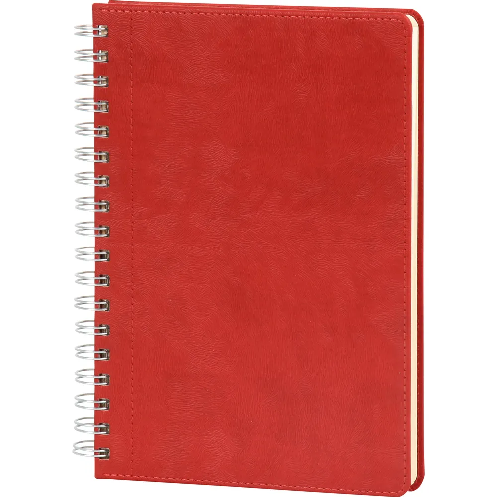 Termo Deri Spiralli Kareli Tarihsiz Defter -03340, Kırmızı, 17 x 24 cm Ön Kapak