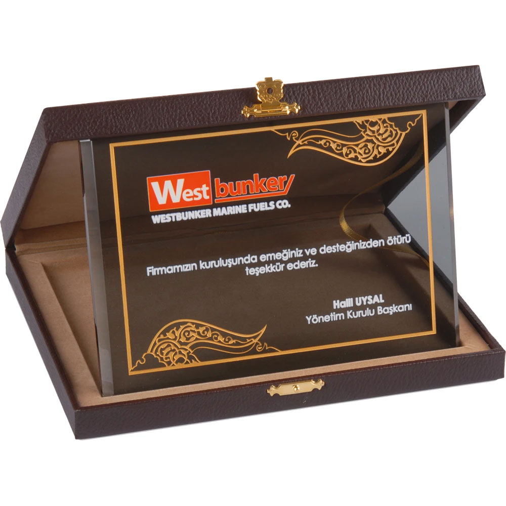 Logo Baskılı Promosyon Kutulu Kristal Plaket EKT-410 - ekt 410