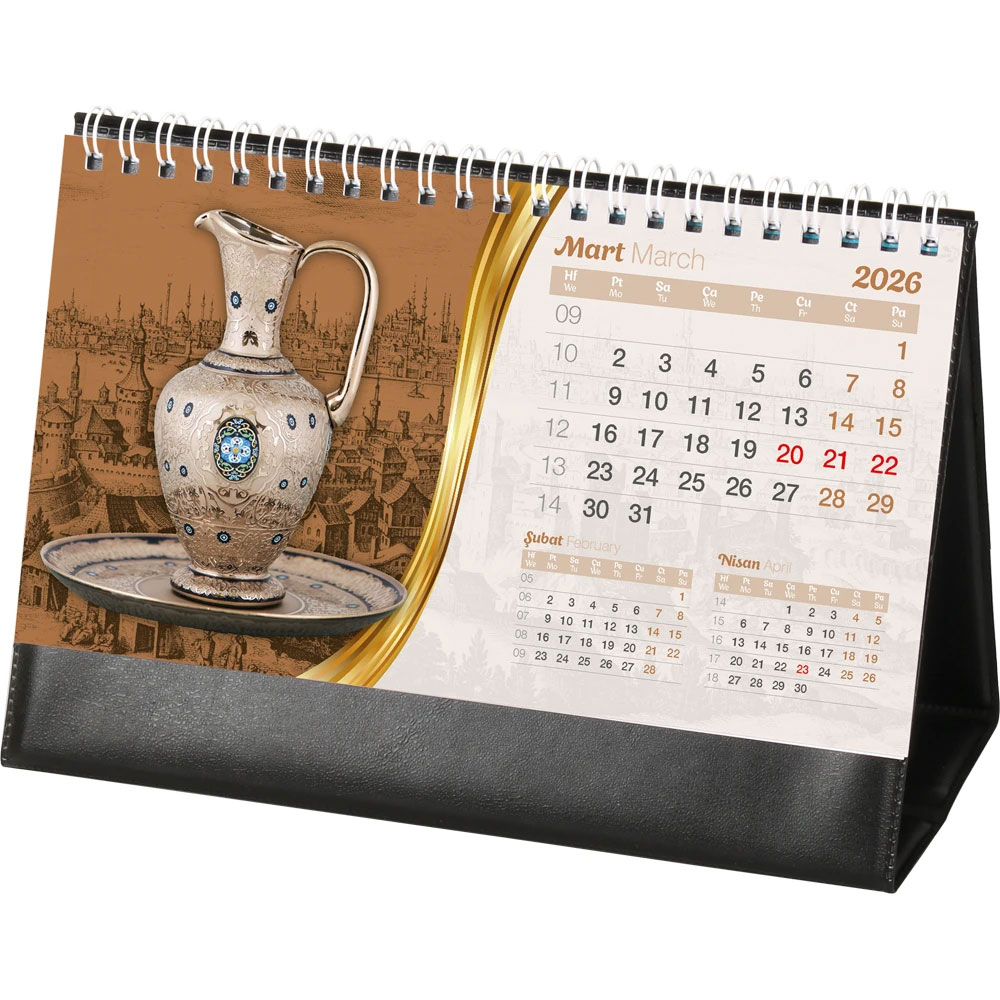 amt-02_siyah_biala.jpg Logo Baskılı Promosyon Osmanlı Masa Takvimi Siyah - Biala AMT-02-SB - amt 02 siyah biala