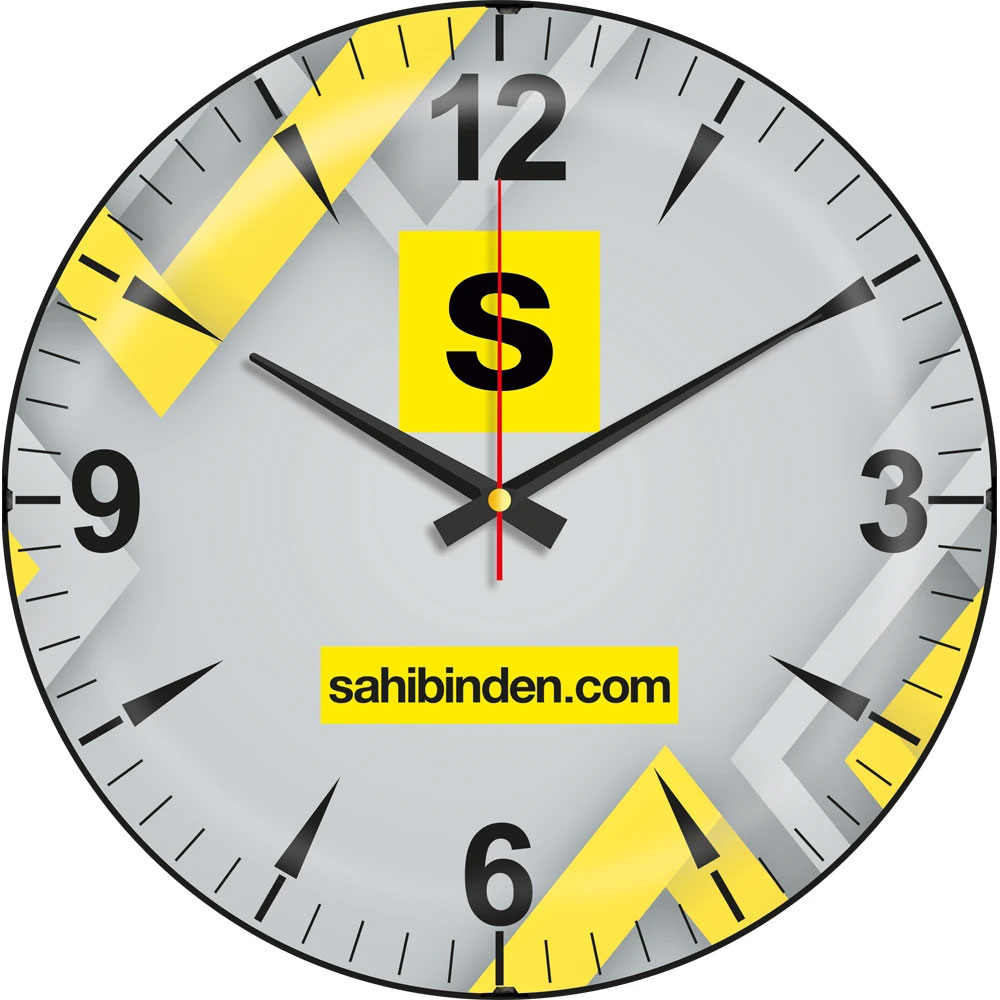 Logo Baskılı Promosyon Bombe Cam Duvar Saati V30-528-B - 528 b