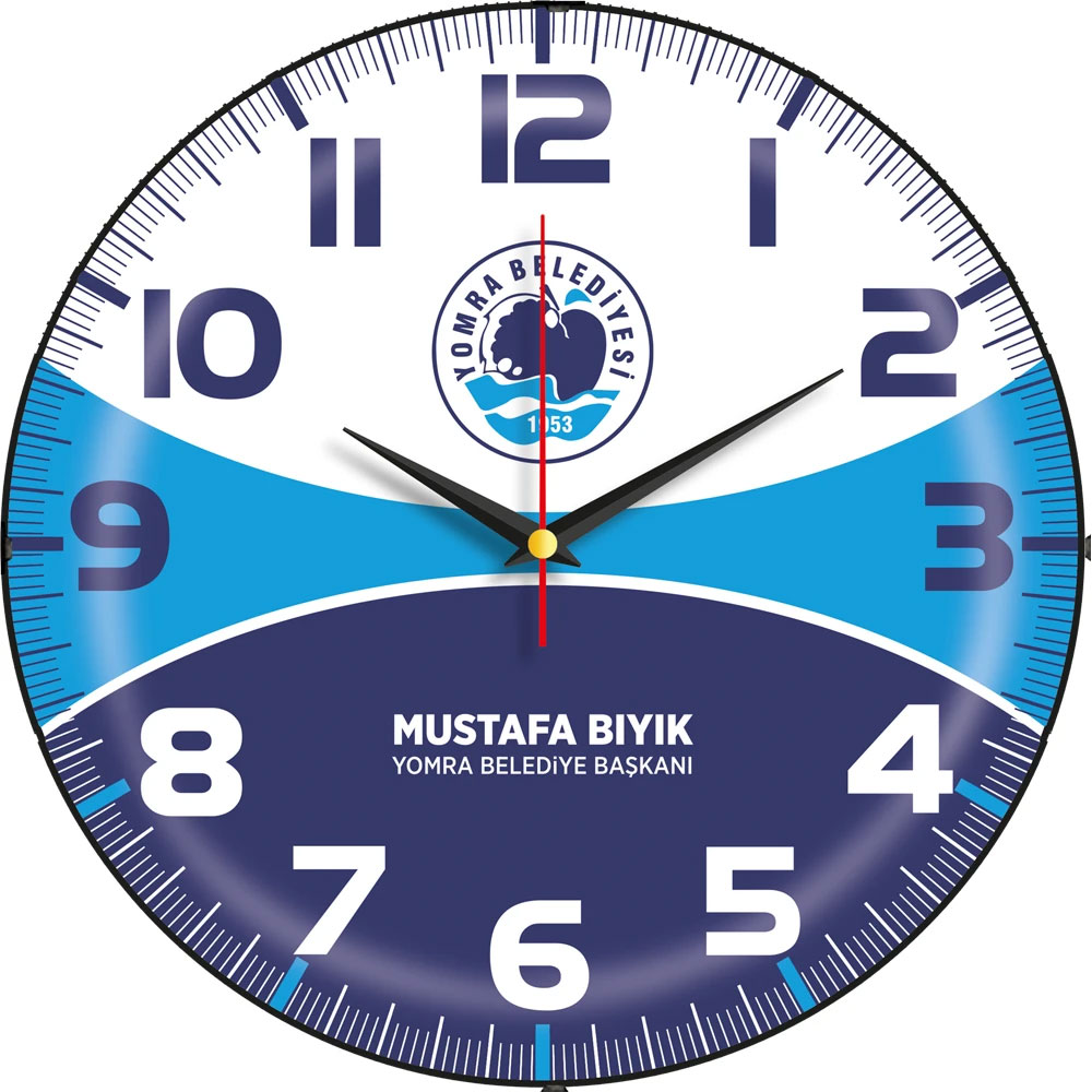 Logo Baskılı Promosyon Bombe Cam Duvar Saati V30-529-B - 529 b