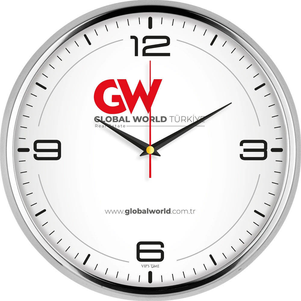 Logo Baskılı Promosyon Metal Duvar Saati V30-950-B - 950 b