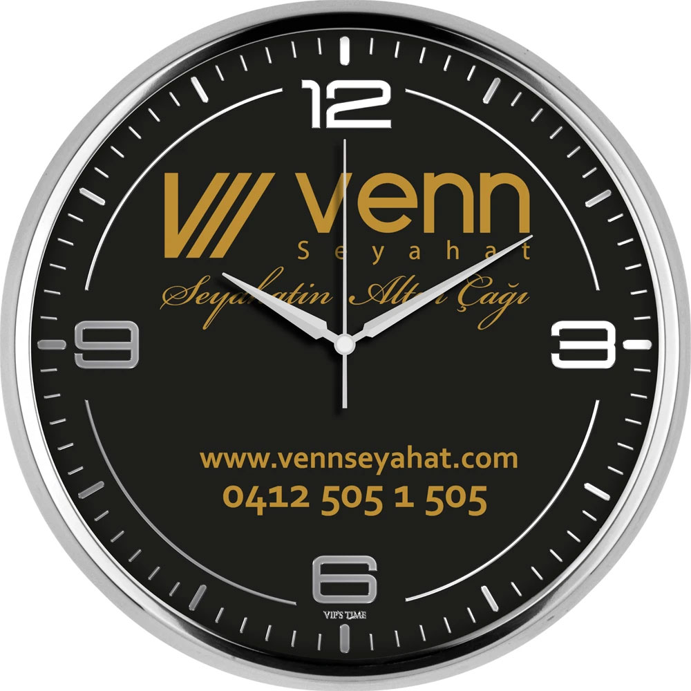 Logo Baskılı Promosyon Metal Duvar Saati V30-950-GV - 950 gv