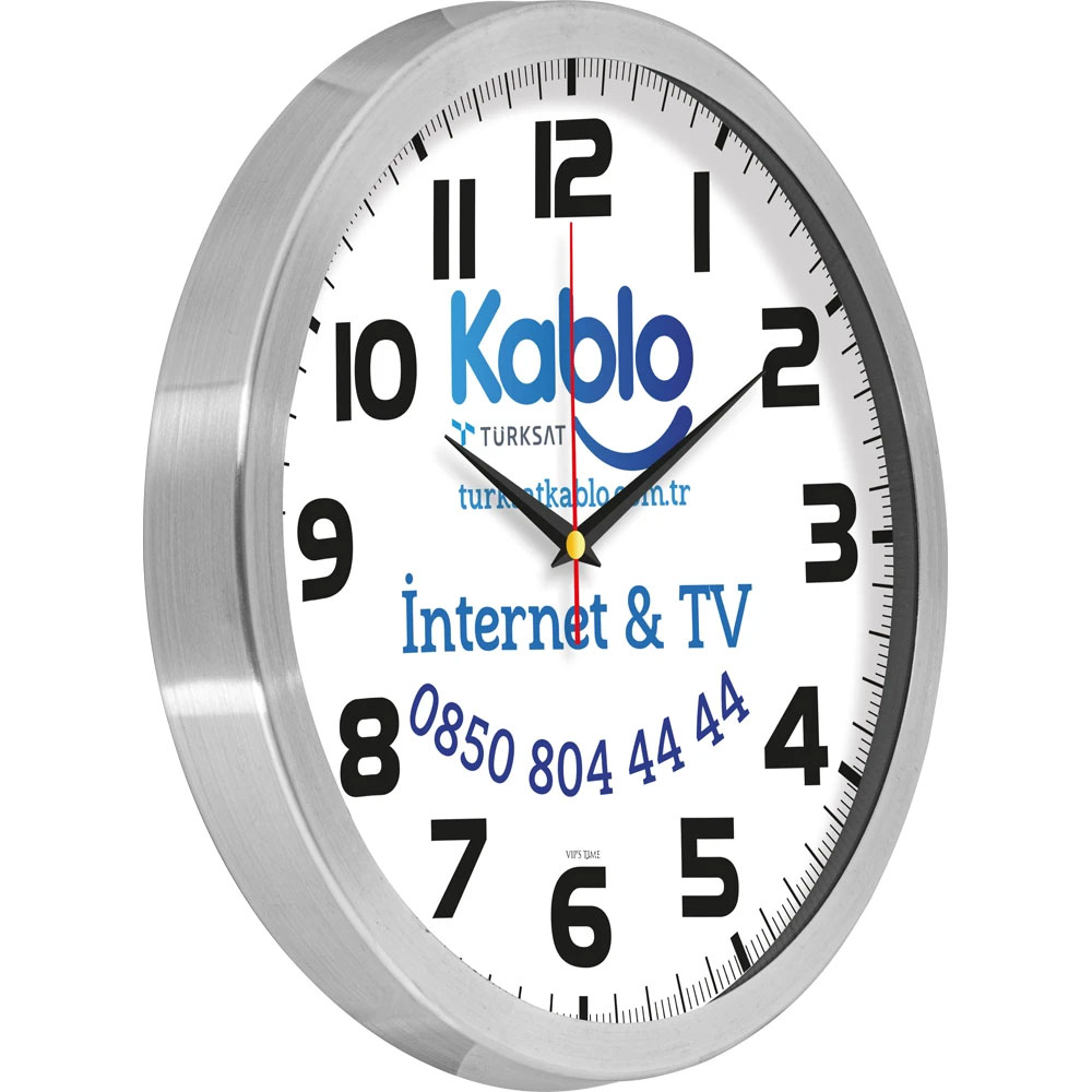 Logo Baskılı Promosyon Alüminyum Duvar Saati V30-965-B - 965 b