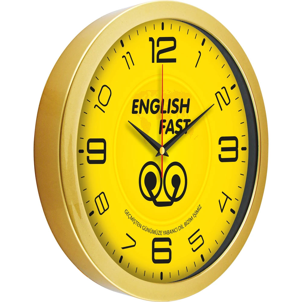 Logo Baskılı Promosyon Metalize Duvar Saati Altın V30-575-A - 575 a