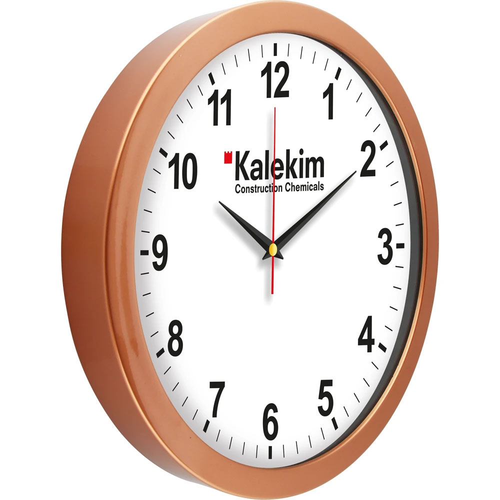Logo Baskılı Promosyon Metalize Duvar Saati Bronz V30-575-B - 575 b