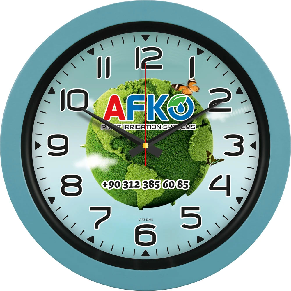 Logo Baskılı Promosyon Plastik Duvar Saati Çelik Mavisi V30-346-CMV - v30 346 celik mavisi