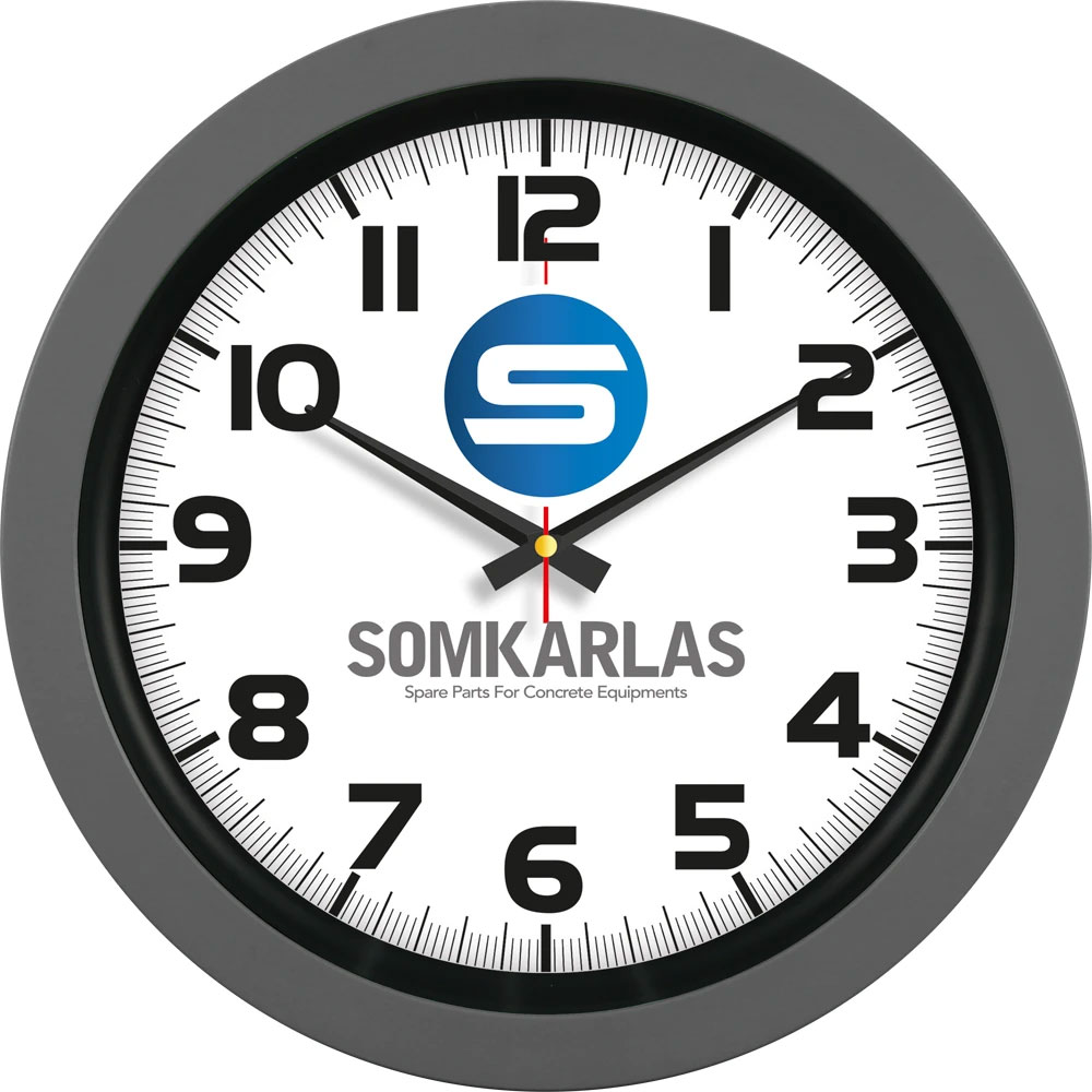 Logo Baskılı Promosyon Plastik Duvar Saati Füme V30-346-FM - v30 346 fume