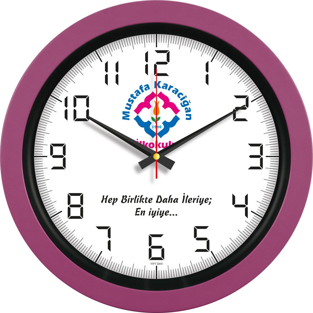 Logo Baskılı Promosyon Plastik Duvar Saati Fuşya V30-346-FSY - v30 346 fusya