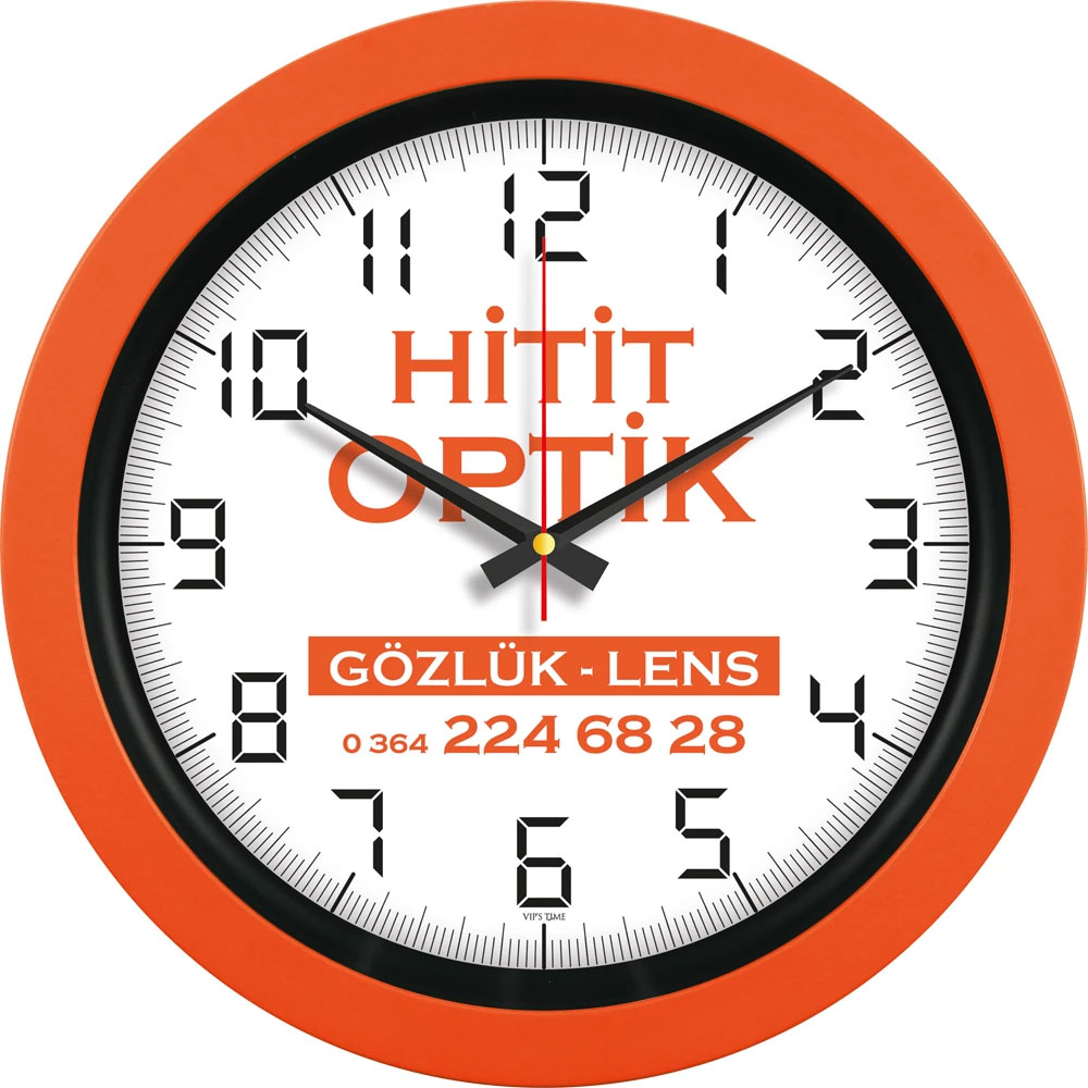 Logo Baskılı Promosyon Plastik Duvar Saati V30-546-T - 546 turuncu