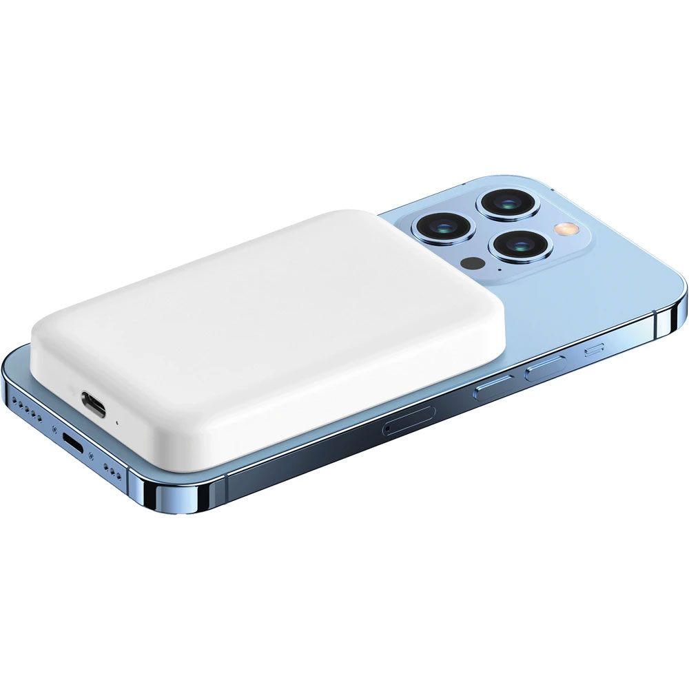 Logo Baskılı Promosyon MagSafe Powerbank Beyaz PWB-110-B - pwb 110 yan