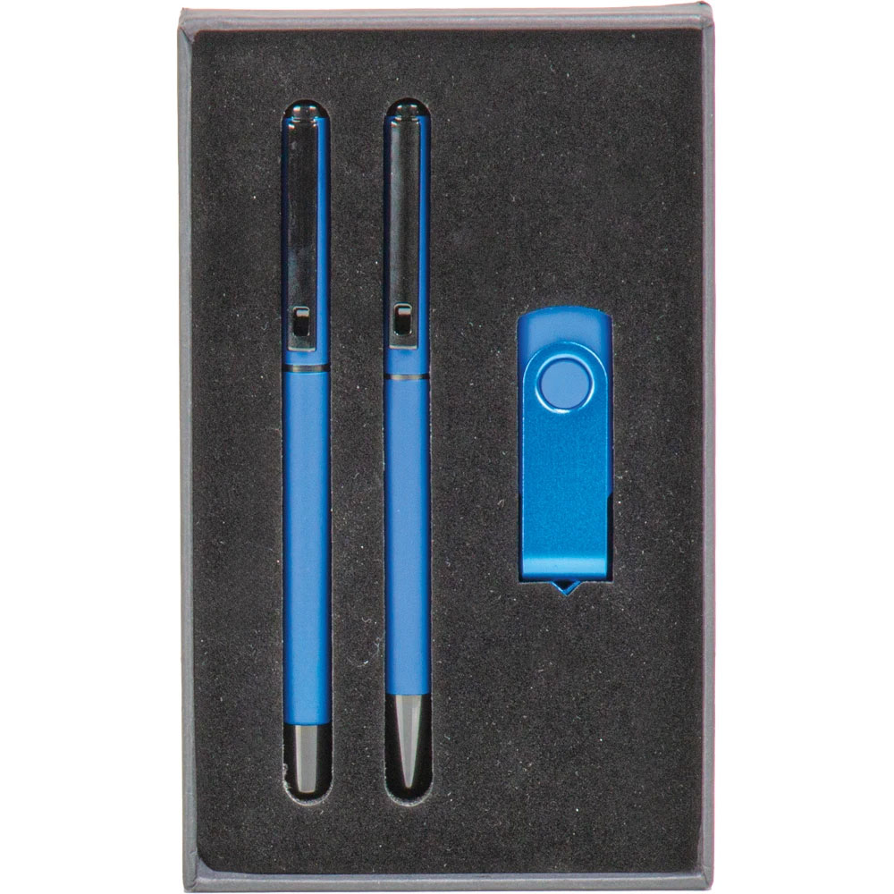 Logo Baskılı Promosyon USB Kalem Set Lacivert 9220-16GB-L - 9920 lacivert